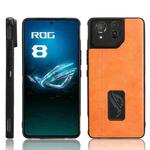 For Asus ROG Phone 8/ROG Phone 8 Pro Cow Pattern Sewing Skin PC + PU + TPU Phone Case(Orange)