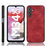 For Samsung Galaxy M34 5G Sewing Cow Pattern Skin PC + PU + TPU Phone Case(Red)