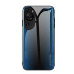 For Huawei P60 Art Texture Gradient Glass TPU Phone Case(Blue)