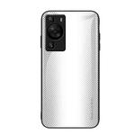 For Huawei P60 Texture Gradient Glass TPU Phone Case(White)