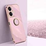 For Realme C55 XINLI Straight Edge 6D Electroplate TPU Phone Case with Ring Holder(Cherry Purple)