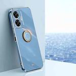 For Realme C55 XINLI Straight Edge 6D Electroplate TPU Phone Case with Ring Holder(Celestial Blue)