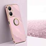 For vivo Y35M+ XINLI Straight Edge 6D Electroplate TPU Phone Case with Ring Holder(Cherry Purple)