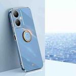 For vivo Y35M+ XINLI Straight Edge 6D Electroplate TPU Phone Case with Ring Holder(Celestial Blue)