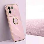 For vivo S17e XINLI Straight Edge 6D Electroplate TPU Phone Case with Ring Holder(Cherry Purple)