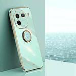 For vivo iQOO 12 Pro 5G XINLI Straight Edge 6D Electroplate TPU Phone Case with Ring Holder(Mint Green)