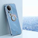 For vivo S20 Pro XINLI Straight Edge 6D Electroplate TPU Phone Case with Ring Holder(Celestial Blue)