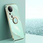 For vivo S20 Pro XINLI Straight Edge 6D Electroplate TPU Phone Case with Ring Holder(Mint Green)