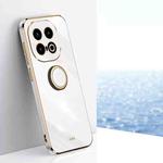 For vivo iQOO 13 XINLI Straight Edge 6D Electroplate TPU Phone Case with Ring Holder(White)