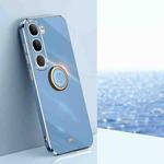 For vivo V40 Lite 5G XINLI Straight Edge 6D Electroplate TPU Phone Case with Ring Holder(Celestial Blue)