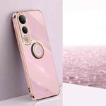 For vivo V50 Lite XINLI Straight Edge 6D Electroplate TPU Phone Case with Ring Holder(Cherry Purple)