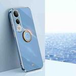 For vivo V50 Lite XINLI Straight Edge 6D Electroplate TPU Phone Case with Ring Holder(Celestial Blue)