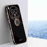 For vivo X200 Ultra XINLI Straight Edge 6D Electroplate TPU Phone Case with Ring Holder(Black)