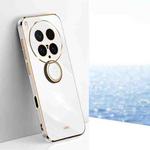 For vivo X200 Ultra XINLI Straight Edge 6D Electroplate TPU Phone Case with Ring Holder(White)