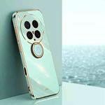 For vivo X200 Ultra XINLI Straight Edge 6D Electroplate TPU Phone Case with Ring Holder(Mint Green)