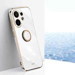 For vivo S30 5G XINLI Straight Edge 6D Electroplate TPU Phone Case with Ring Holder(White)