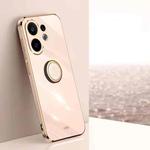 For vivo S30 5G XINLI Straight Edge 6D Electroplate TPU Phone Case with Ring Holder(Pink)