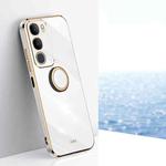 For vivo Y50 5G XINLI Straight Edge 6D Electroplate TPU Phone Case with Ring Holder(White)