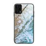 For Xiaomi Redmi Note 12 Turbo Marble Pattern Glass Protective Phone Case(Beach)