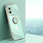 For Honor 100 XINLI Straight Edge 6D Electroplate TPU Phone Case with Ring Holder(Mint Green)