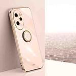 For Honor 100 Pro XINLI Straight Edge 6D Electroplate TPU Phone Case with Ring Holder(Pink)
