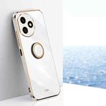 For Honor X50i+ 5G XINLI Straight Edge 6D Electroplate TPU Phone Case with Ring Holder(White)