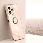 For Honor X50i+ 5G XINLI Straight Edge 6D Electroplate TPU Phone Case with Ring Holder(Pink)