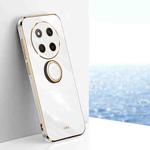 For Honor X60 Pro XINLI Straight Edge 6D Electroplate TPU Phone Case with Ring Holder(White)
