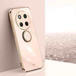 For Honor X60 Pro XINLI Straight Edge 6D Electroplate TPU Phone Case with Ring Holder(Pink)