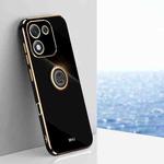 For Honor X70i XINLI Straight Edge 6D Electroplate TPU Phone Case with Ring Holder(Black)