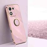 For Honor X70i XINLI Straight Edge 6D Electroplate TPU Phone Case with Ring Holder(Cherry Purple)