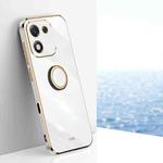 For Honor X70i XINLI Straight Edge 6D Electroplate TPU Phone Case with Ring Holder(White)