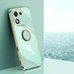 For Honor X70i XINLI Straight Edge 6D Electroplate TPU Phone Case with Ring Holder(Mint Green)
