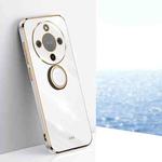 For Honor X70 5G XINLI Straight Edge 6D Electroplate TPU Phone Case with Ring Holder(White)