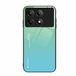 For Xiaomi Poco F6 Pro Gradient Color Glass Phone Case(Green Cyan)