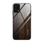 For Xiaomi Redmi Note 12 Turbo Wood Grain Glass TPU Phone Case(Black)
