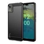 For Nokia C12 Plus Brushed Texture Carbon Fiber TPU Phone Case(Black)