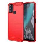 For Nokia C22 Brushed Texture Carbon Fiber TPU Phone Case(Red)