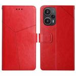 For Xiaomi Poco F5 Y-shaped Pattern Flip Leather Phone Case(Red)