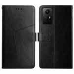 For Xiaomi Redmi Note 12S HT01 Y-shaped Pattern Flip Leather Phone Case(Black)