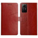 For Xiaomi Redmi Note 12S HT01 Y-shaped Pattern Flip Leather Phone Case(Brown)