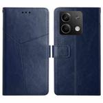 For Xiaomi Redmi Note 13 4G Y-shaped Pattern Flip Leather Phone Case(Blue)