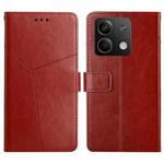 For Xiaomi Redmi Note 13 4G Y-shaped Pattern Flip Leather Phone Case(Brown)