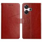 For Xiaomi Redmi 13 4G Global Y-shaped Pattern Flip Leather Phone Case(Brown)