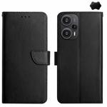 For Xiaomi Poco F5 Genuine Leather Fingerprint-proof Flip Phone Case(Black)