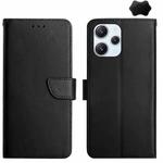 For Xiaomi Redmi 12 5G Genuine Leather Fingerprint-proof Flip Phone Case(Black)