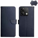 For Xiaomi Redmi Note 13 Global Genuine Leather Fingerprint-proof Flip Phone Case(Blue)