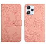 For Xiaomi Redmi 12 4G Global Skin Feel Butterfly Embossed Flip Leather Phone Case(Pink)