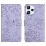 For Xiaomi Redmi 12 5G Skin Feel Butterfly Embossed Flip Leather Phone Case(Purple)