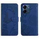 For Xiaomi Redmi 13C 4G Skin Feel Butterfly Embossed Flip Leather Phone Case(Blue)